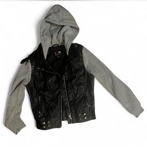 Boy Meets Girl Black and Gray Leather Jacket
